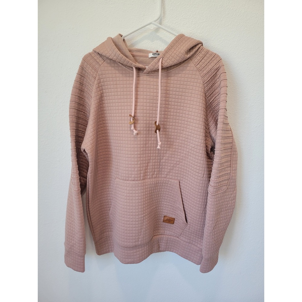 COOFANDY Light Rose Pink Waffle‎ Hoodie – Women's Small